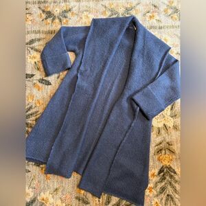 Soft Surroundings Sweater Telluride Blue Heather Open Front Long Cardigan MP
